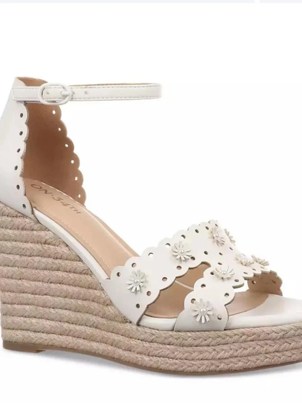 ON 34TH NWB $79 Theodoreep White Linen Espadrille Wedge Sandals
